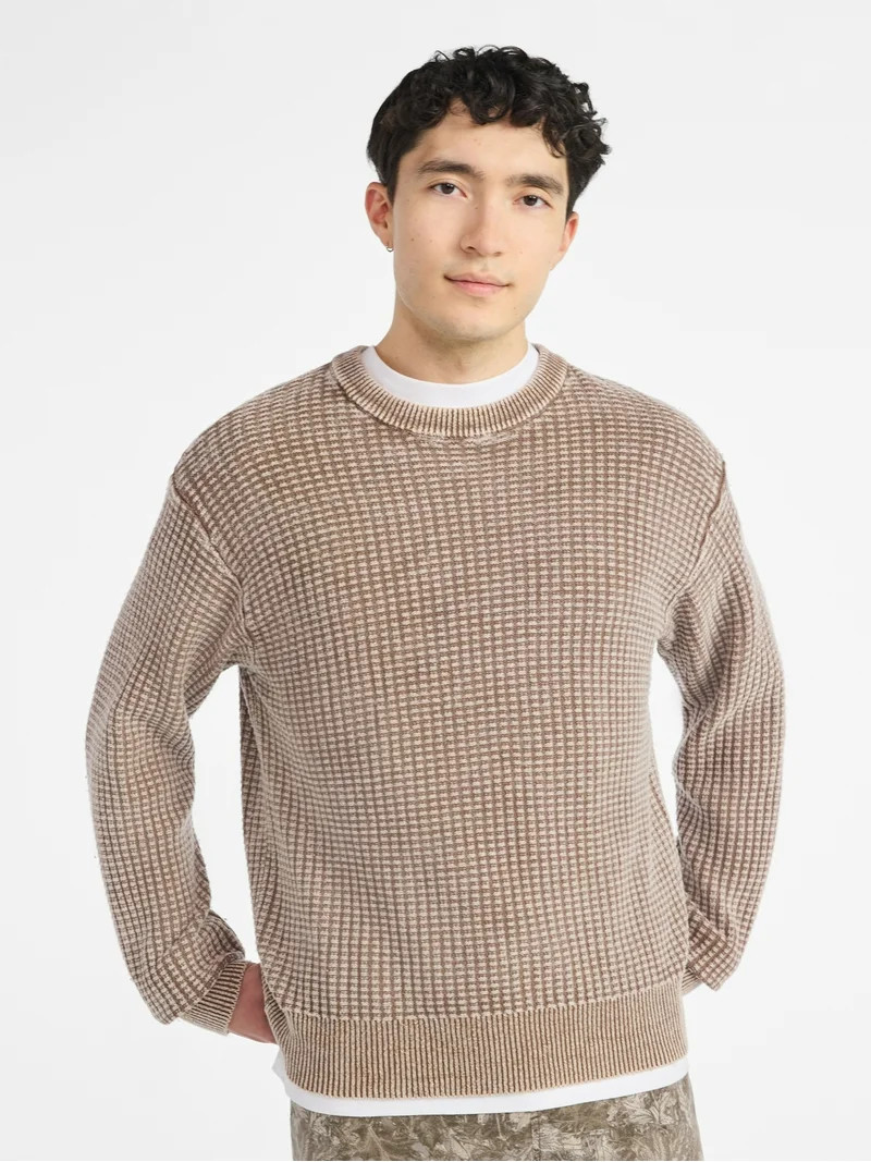 No Boundaries Men's & Big Men's Thermal Stitch Crewneck Sweater, Midweight, Sizes XS-3XL | Walmart (US)