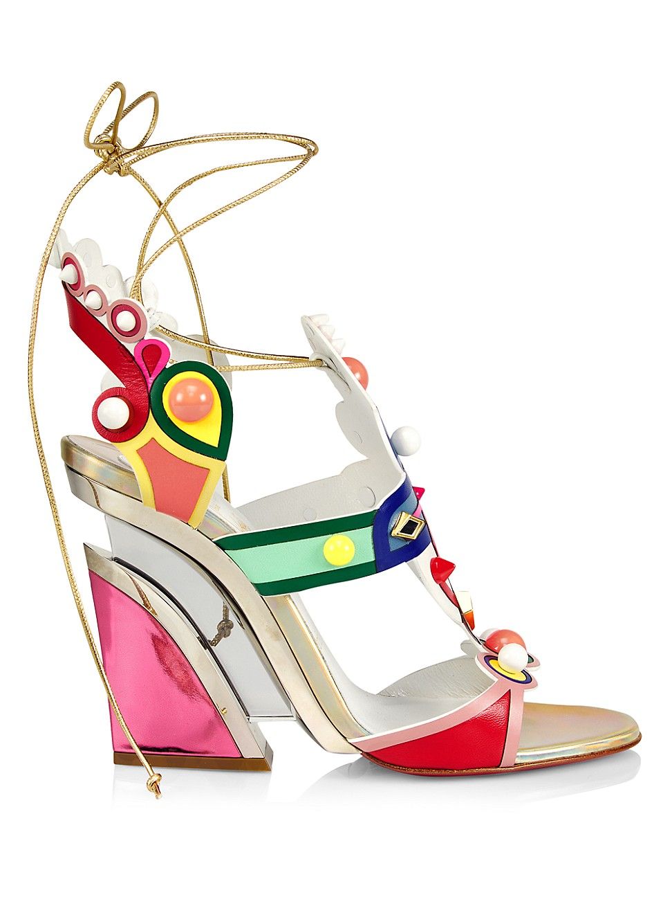 Christian Louboutin Papagaya Levita Multicolor Ankle-Wrap Wedge Sandals | Saks Fifth Avenue