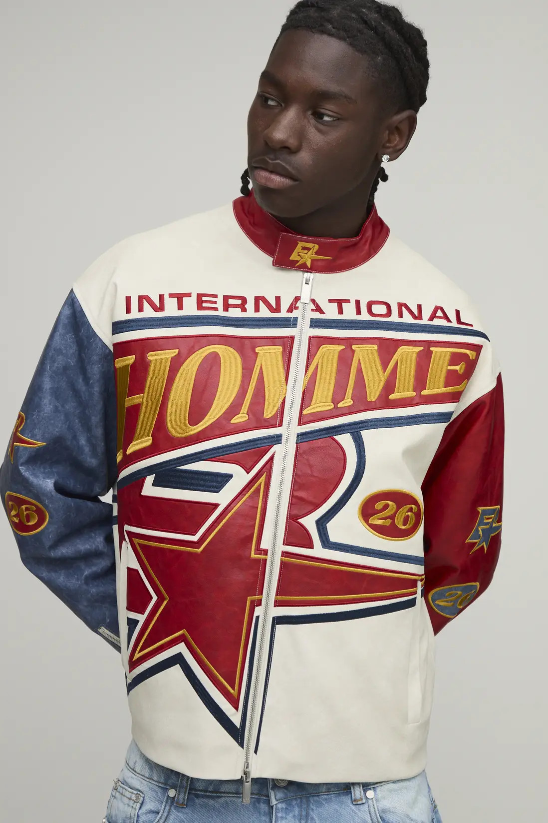 Red Oil Washed PU Homme Biker Jacket | BOOHOOMAN USA | boohooMAN (US & Canada)