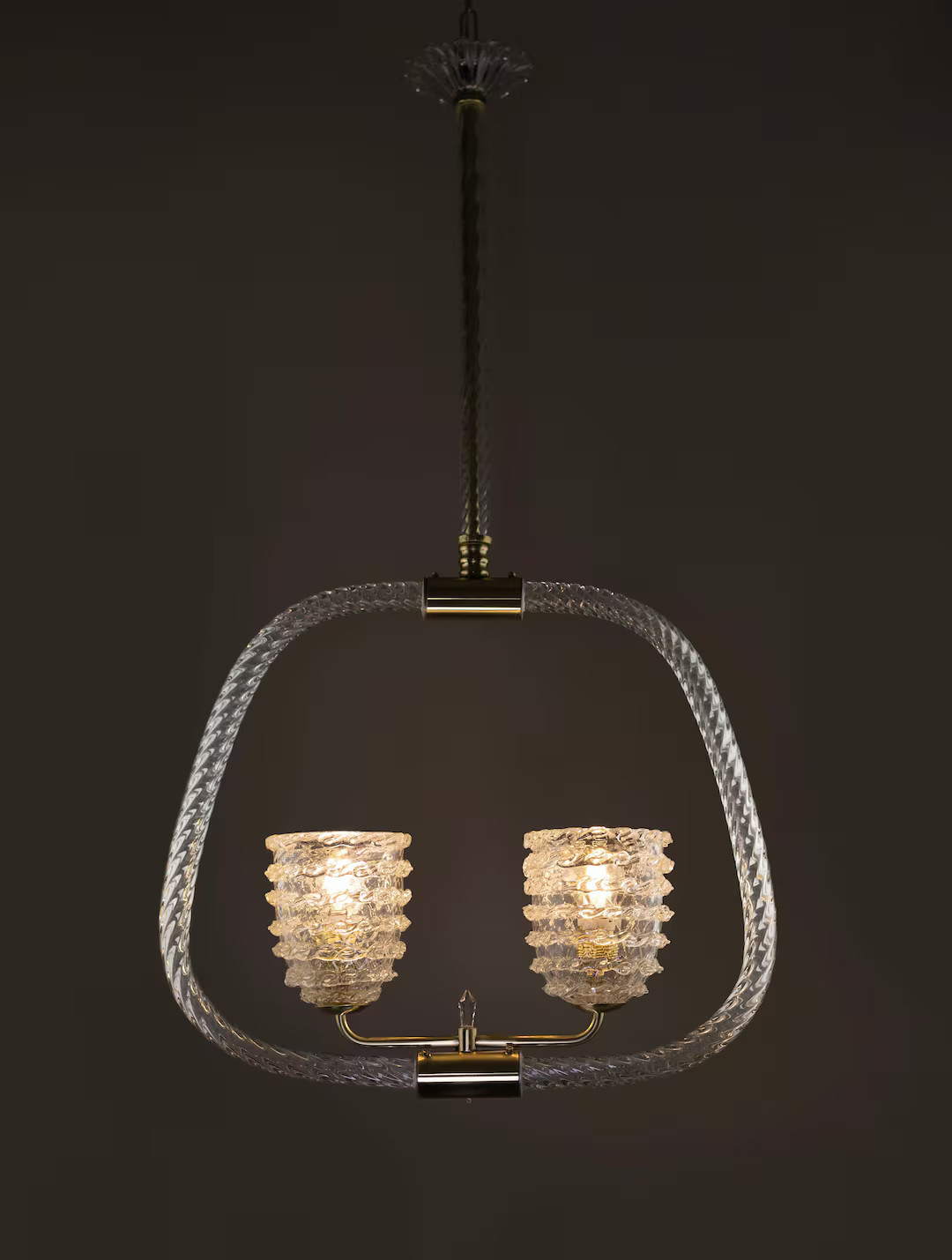 Art Deco Barovier & Toso Murano Glass Chandelier 1930s / Rostrato Vintage Italian 2 Light Pendant... | Etsy (US)