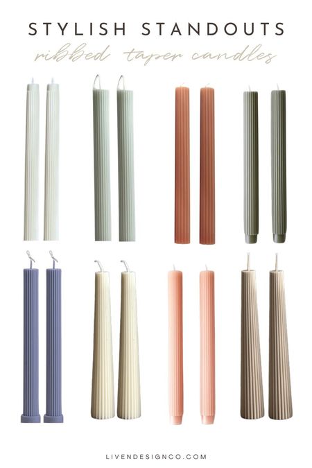 Colored taper candles. Ribbed taper candle. Home decor. Home accents. Mantel decor. Living room. Console table. Candlesticks. 

#LTKSeasonal #LTKhome #LTKfindsunder50