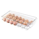 iDesign Fridge Binz BPA-Free Plastic Stackable Egg Holder - 14.57" x 6.25" x 3", Clear/White | Amazon (US)