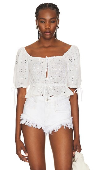 Light Broderie Anglaise Cropped Top in Bright White | Revolve Clothing (Global)