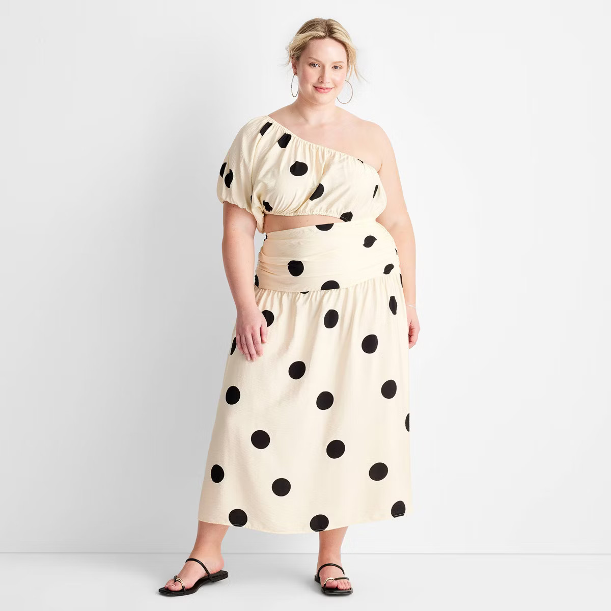 Women's Polka Dot One Shoulder Cut-Out Midi Dress - Future Collective™ with Jenny K. Lopez Crea... | Target