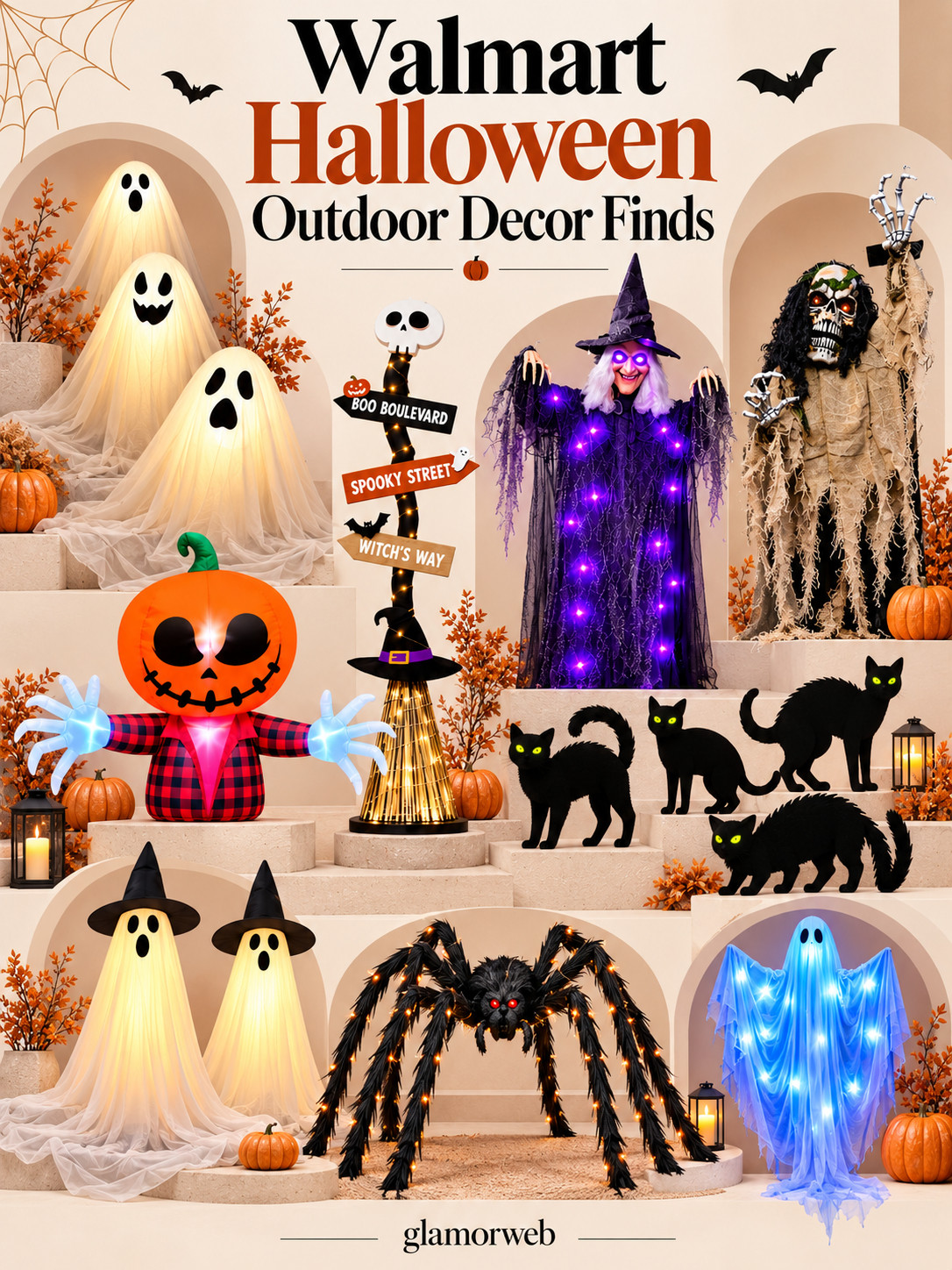 Spooky season is officially taking over the yard 👻🕷️ These Walmart Halloween outdoor decor finds are such a fun mix of glowing ghosts, creepy witches, giant spiders, black cats, pumpkins, and light-up yard pieces. I love that you can mix a few statement decorations with simpler pieces for a Halloween setup that feels festive without looking too overdone. Perfect for the front porch, lawn, walkway, or creating a cute little haunted-house moment at home. 🎃✨
#WalmartFinds #WalmartHalloween #HalloweenDecor #HalloweenOutdoorDecor #OutdoorHalloweenDecor #HalloweenYardDecor #HalloweenPorchDecor #SpookySeason #HalloweenDecorations #HalloweenFinds #HalloweenHomeDecor #FrontPorchDecor #FallDecor #SpookyDecor #HalloweenInspo #YardDecor #HalloweenLights #FallHomeDecor #Halloween2026 #LTKHome 

 #LTKSeasonal #LTKHome #LTKSaleAlert