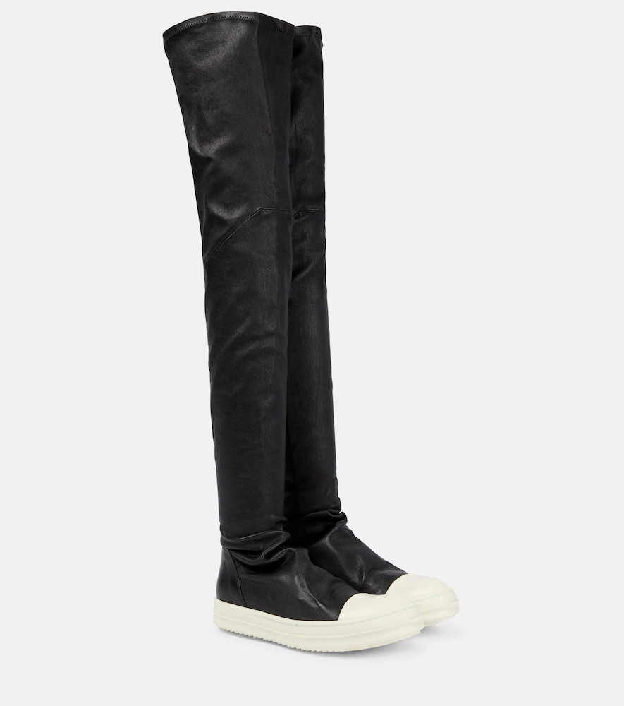 Rick Owens Stocking over-the-knee leather boots | Mytheresa (UK)