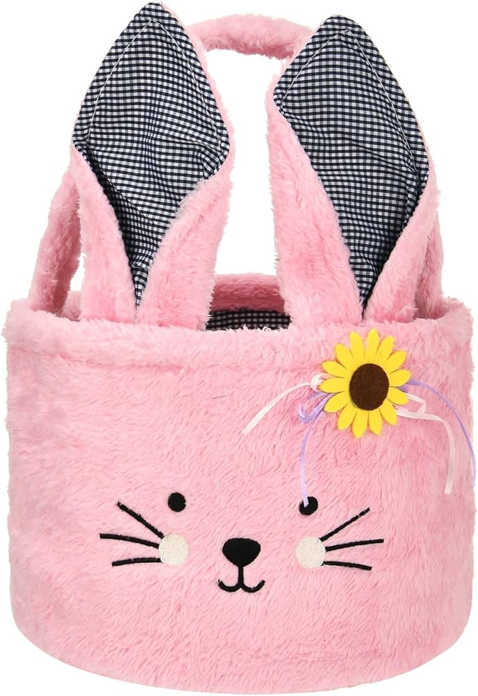 Easter Bunny Basket Plush Easter Bunny Tote Bags Cute Rabbit Design Personalized Easter Bucket fo... | Amazon (US)