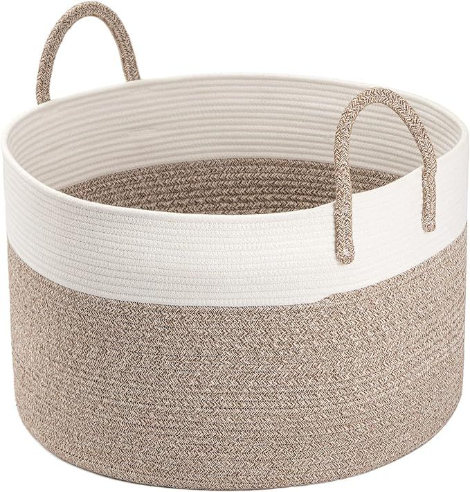 INDRESSME Cotton Rope Basket Extra Large Woven Basket for Blankets Toy Basket Baby Laundry Basket... | Amazon (US)