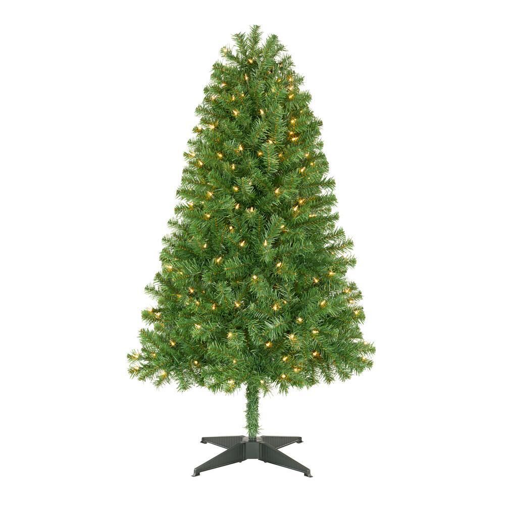 5 ft Woodtrail Norway Spruce Pre-Lit Artificial Christmas Tree with 200 Lights | The Home Depot