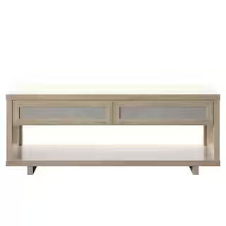 Twin Star Home 23.38 in Bishop Oak Square Wood Coffee Table with 2-Drawers CT7030-PO112 | The Home Depot