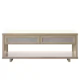Twin Star Home 23.38 in Bishop Oak Square Wood Coffee Table with 2-Drawers CT7030-PO112 | The Home Depot