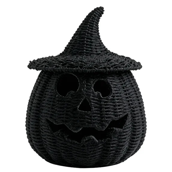 XHKUYI Halloween Hand-Woven Pumpkin Decorations 11 inch, Happy Haunting SeagrassPumpkin Candle Ho... | Walmart (US)