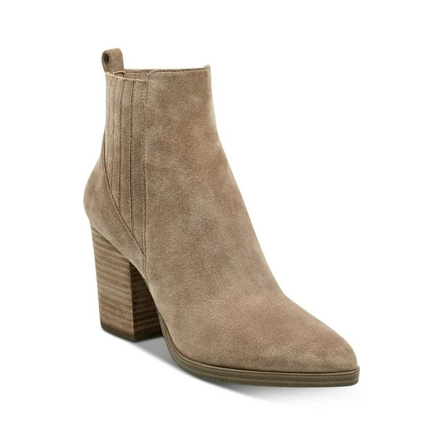 MARC FISHER Womens Beige Covered Gore Insets Padded Alva Pointed Toe Stacked Heel Leather Booties... | Walmart (US)