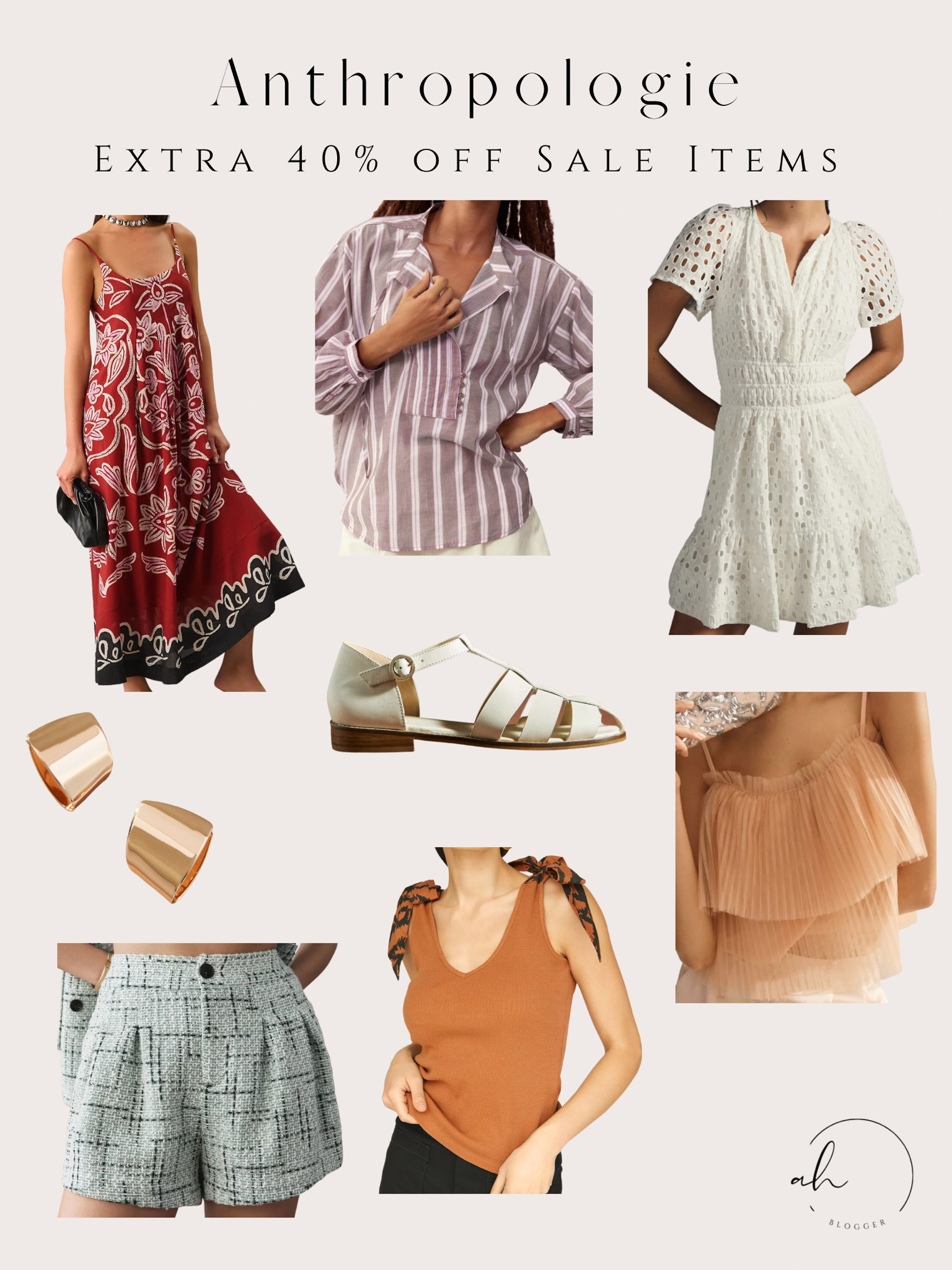 Anthropologie extra 40% off sale.
Dress, tunic top, lace dress, gold earrings, sandals, bow-tie tank, tweed shorts, pleated top

#LTKworkwear #LTKSale #LTKsalealert