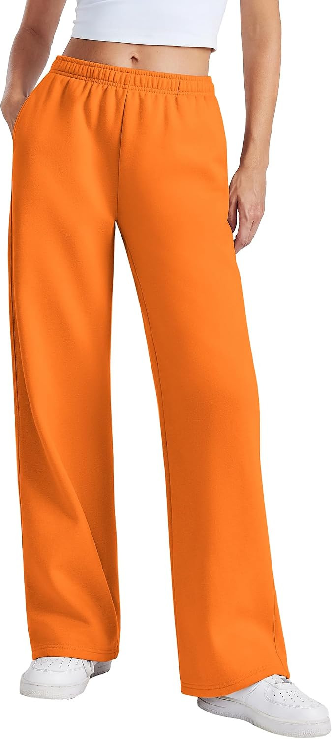 PINSPARK Women's Fleece Lined Wide Leg Sweatpants Petite/Regular | Amazon (US)