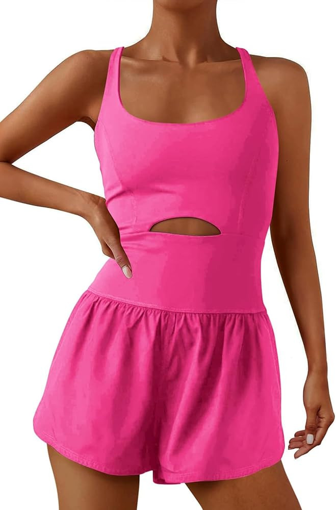 ReachMe Womens Running Onesie Workout Rompers Athletic Romper One Piece Outfits Exercise Jumpsuit... | Amazon (US)