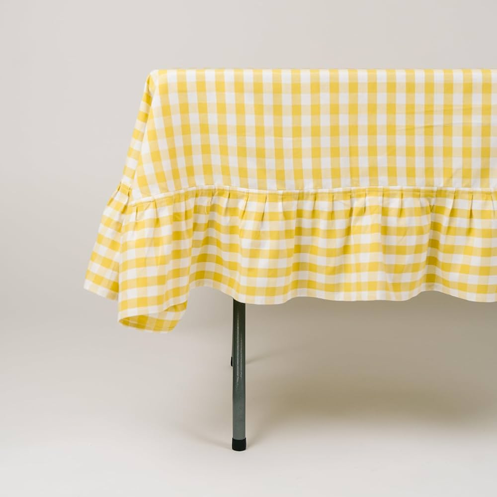 Rectangle Tablecloth - Cotton 60 x 120 inch Ruffled Table Cloth - Indoor or Outdoor Kitchen Dinin... | Amazon (US)