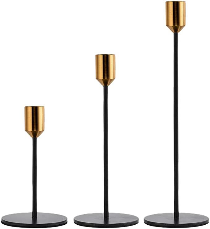 Taper Candle Holders, Black Tall Candlestick Holders, Set of 3 Metal Modern Decor Candle Stands f... | Amazon (US)