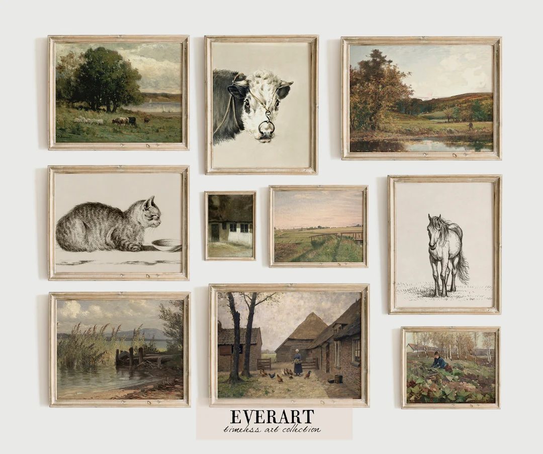 Vintage Farmhouse Gallery Wall Prints  Set of 10  Printable - Etsy | Etsy (US)