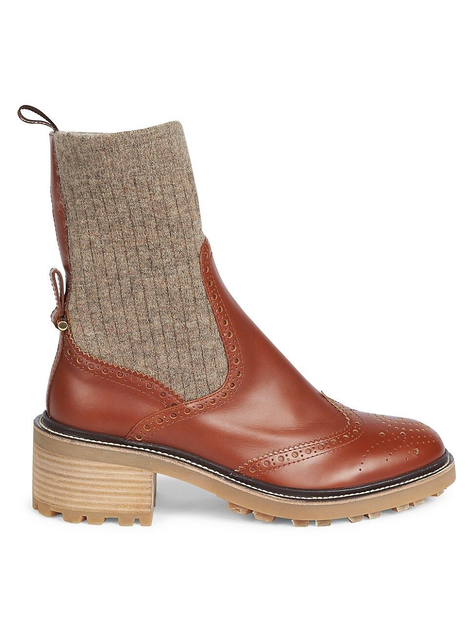 Chlo Franne Lug-Sole Leather Sock Boots | Saks Fifth Avenue