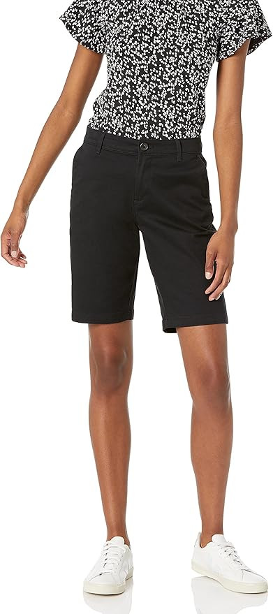 Amazon Essentials Women's Mid-Rise Slim-Fit 10" Inseam Bermuda Khaki Short | Amazon (US)