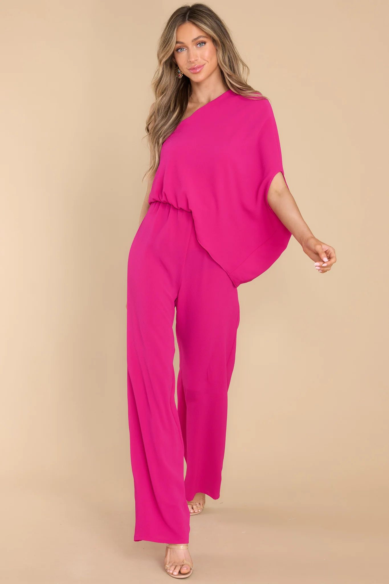 Dreaming Of New Fuchsia One Shoulder Jumpsuit | Red Dress 