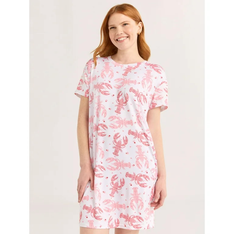 Joyspun Women's Short Sleeve Sleepshirt, Sizes S/M to 2X/3X | Walmart (US)