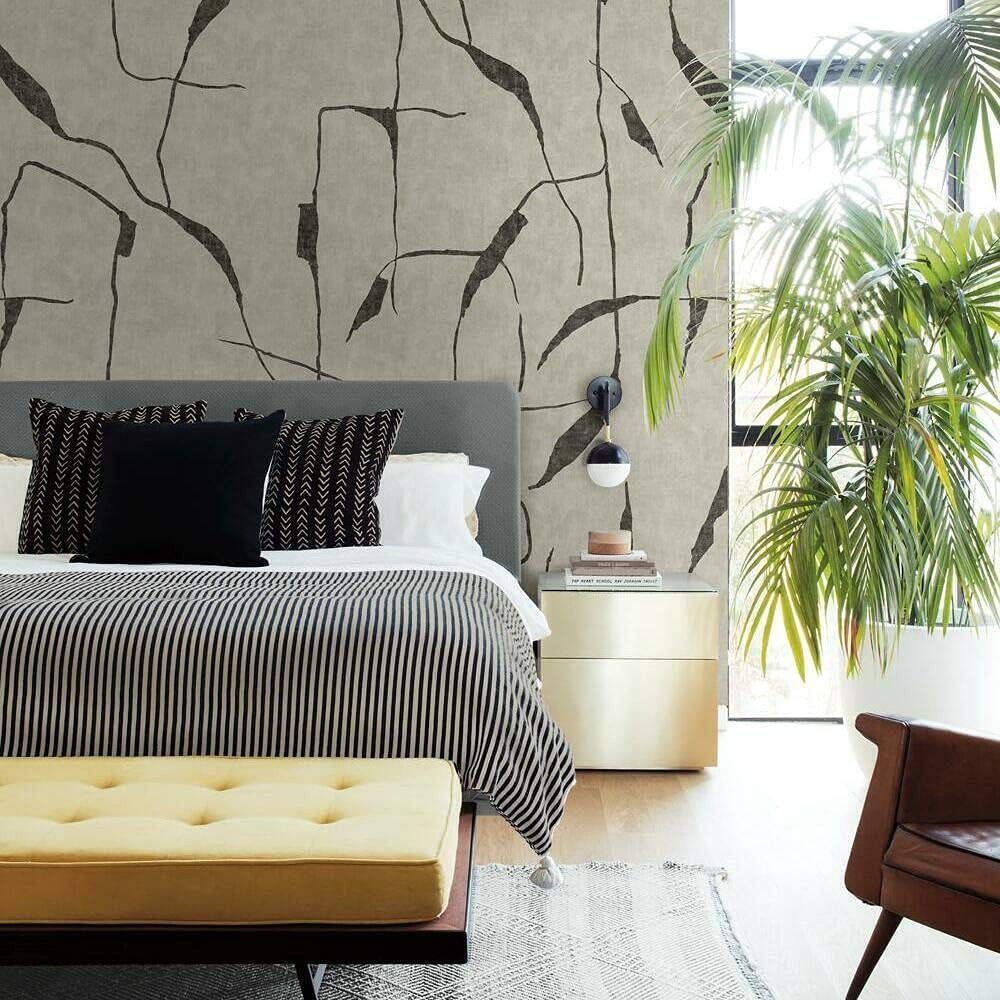 RoomMates RMK12208M Nikki Chu Taupe and Black Peel and Stick Wallpaper Mural | Amazon (US)