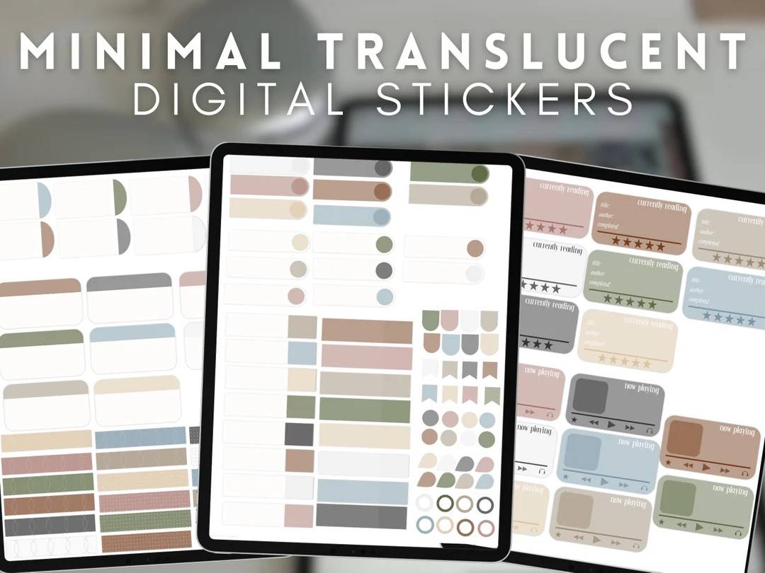 Minimal Translucent Digital Stickers and Widgets by Allie Marie Digital, Digital Planner, Goodnot... | Etsy (US)