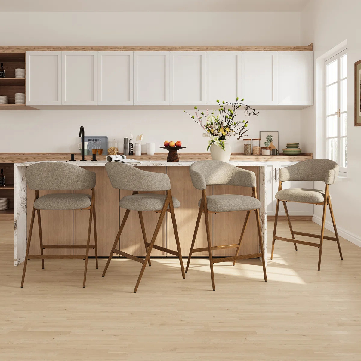 Upholstered 26" Counter Bar Stool with Metal frame (Set of 4) | Wayfair North America