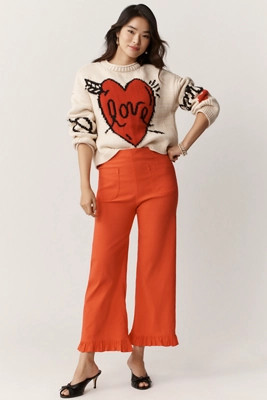 The Colette Magic Fabric Ruffle-Hem Crop Wide-Leg Pants by Maeve | Anthropologie (US)