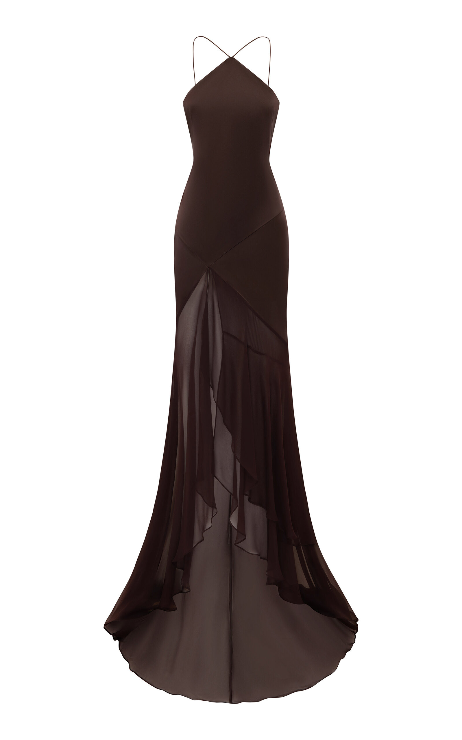 Silk Tiered Skirt Halter Gown | Moda Operandi (Global)