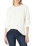 Lucky Brand Women's Cable Knit Scoop Neck Sweater, Snow White, Large | Amazon (US)