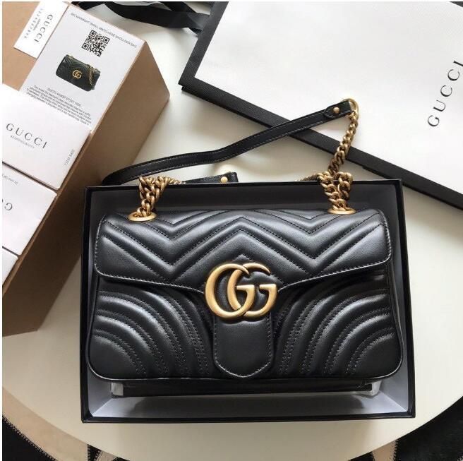 GUCCI Luxury Designer New Style Marmont Shoulder Bags Women GG Gold Chain Cross Body Bag PU Leath... | DHGate