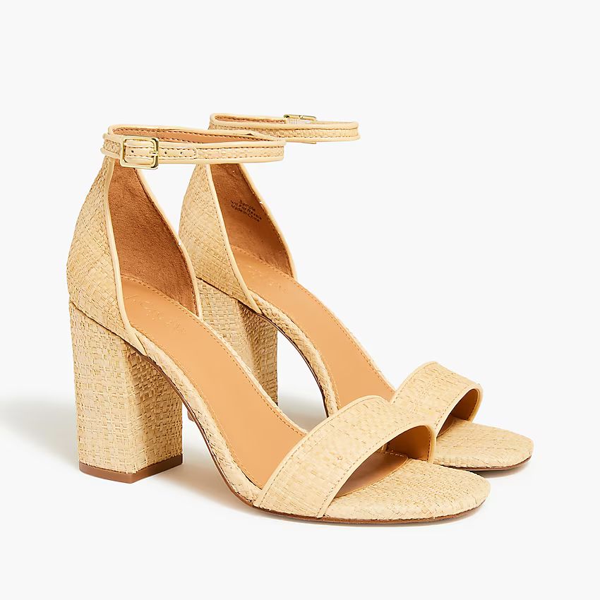 Raffia block-heel sandals | J.Crew Factory