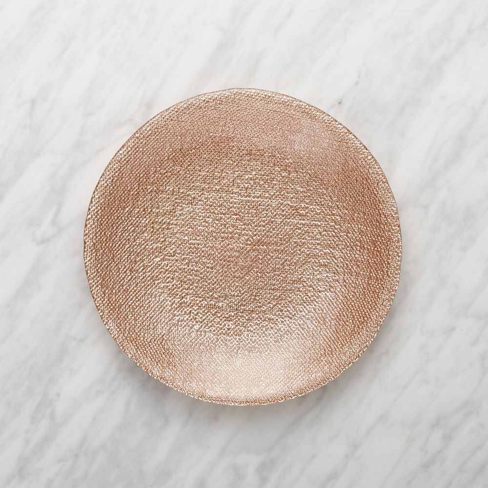 Shimmer Rose Gold Glass Salad Plate | Crate & Barrel