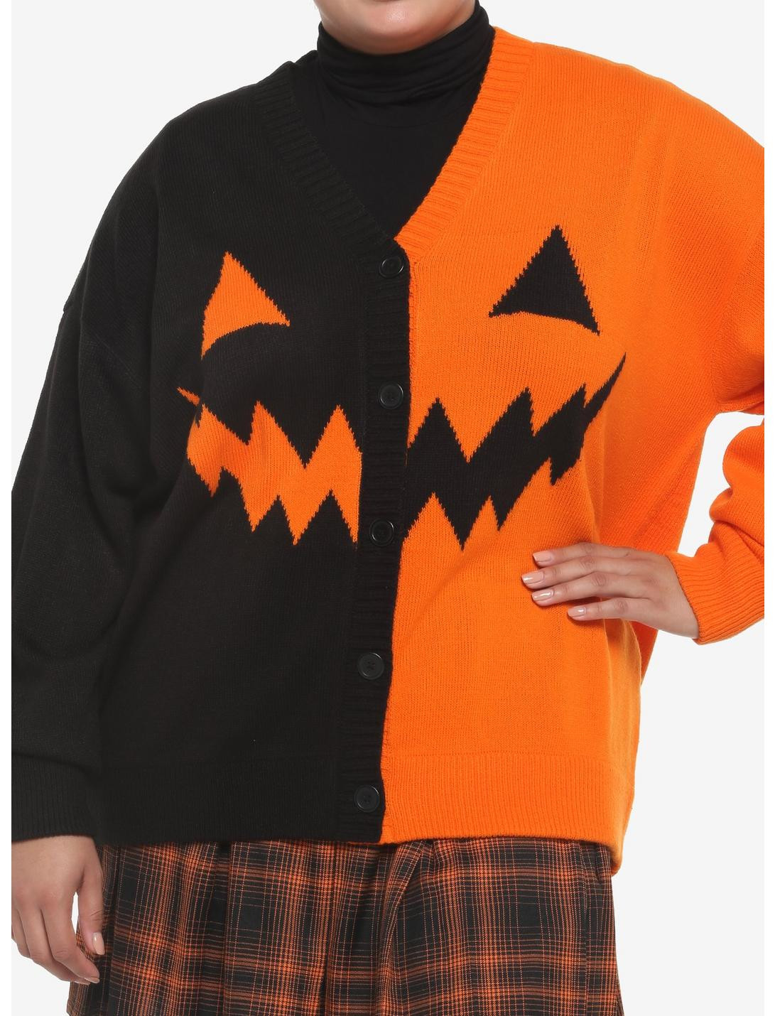 Orange & Black Pumpkin Split Girls Cardigan Plus Size | Hot Topic