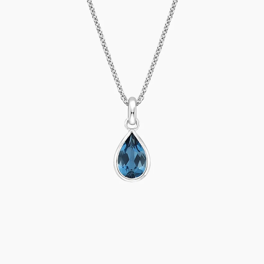 Teardrop London Blue Topaz Pendant in Silver | Brilliant Earth