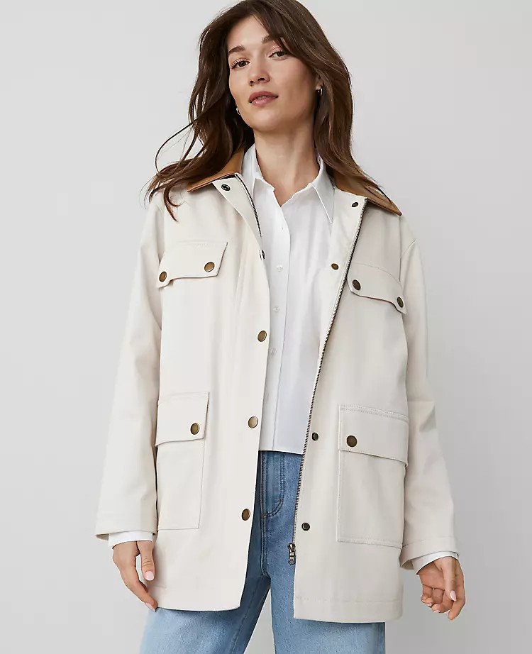 Weekend Collection Faux Leather Collared Jacket | Ann Taylor