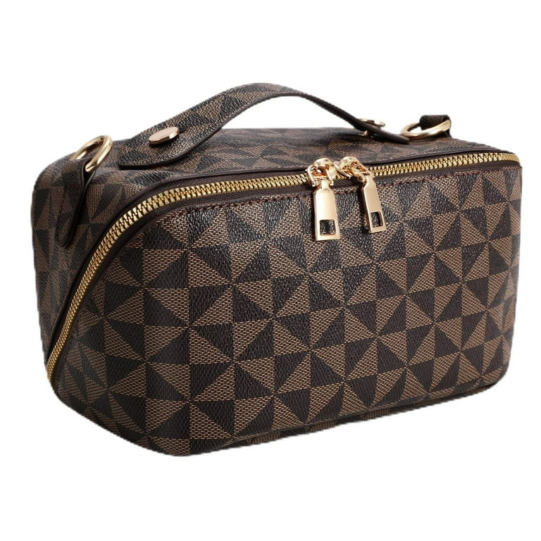 SUOSDEY 2 in 1 Crossbody Makeup Bag,Large Capacity Luxury Leather Cosmetic Bag for Travel | Walmart (US)