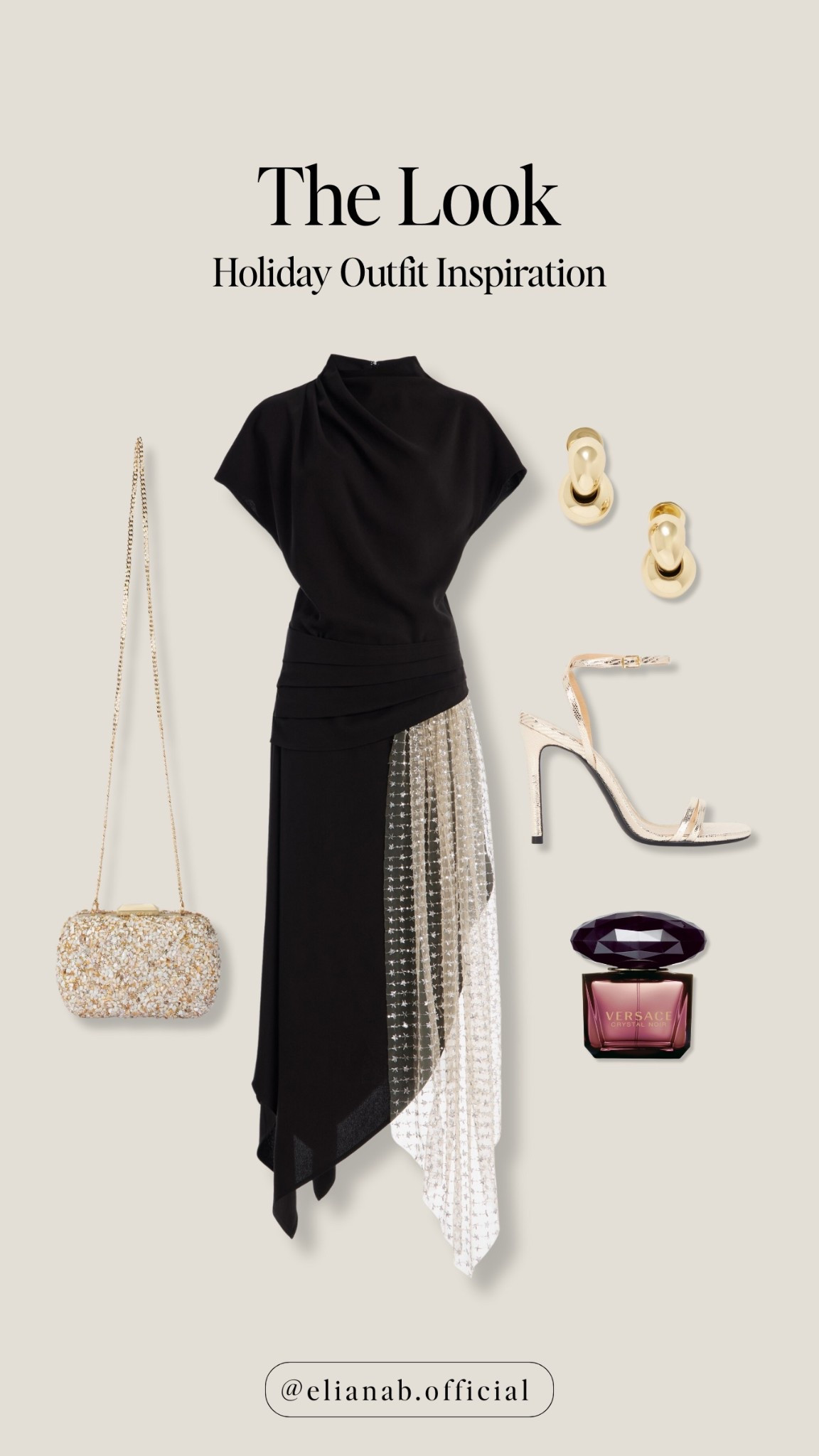 Statement dress alert! The crystal panel detail transforms this LBD into a conversation piece. Metallic accents and that sparkly clutch keep it festive without trying too hard. ✨ 

 #LTKShoeCrush

#LTKHoliday #LTKSeasonal