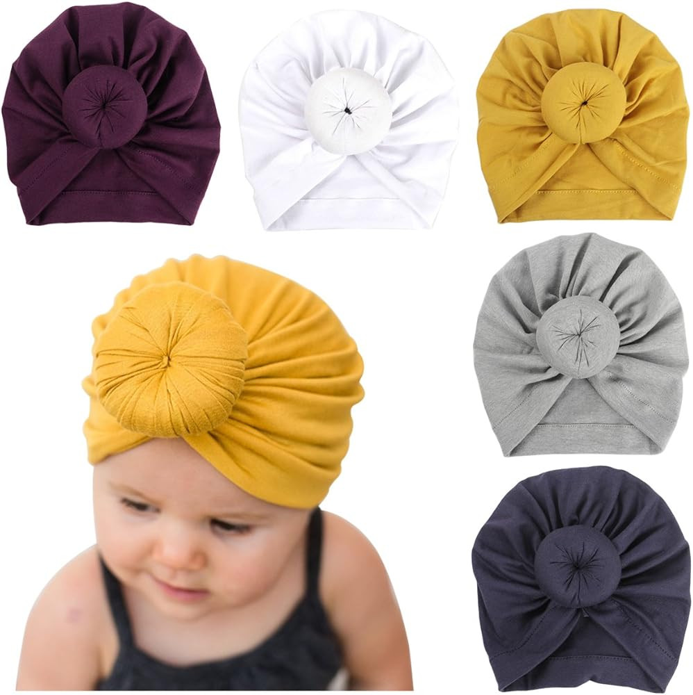 Newborn Baby Cotton Cloth Turban Toddler Rabbit Hospital Hat Ear Hat Kids Set Baby Cap | Amazon (US)