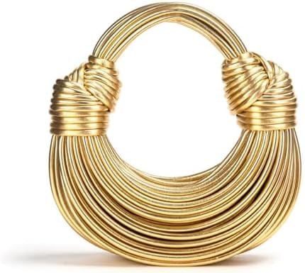 Gold Purse for Women, Woven Knotted Bread Crossbody Clutch Top Handle Creative Noodles Bag Undera... | Amazon (US)