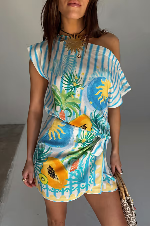 Rio Stripe Mini Wrap Skirt | Never Fully Dressed (UK & IE)