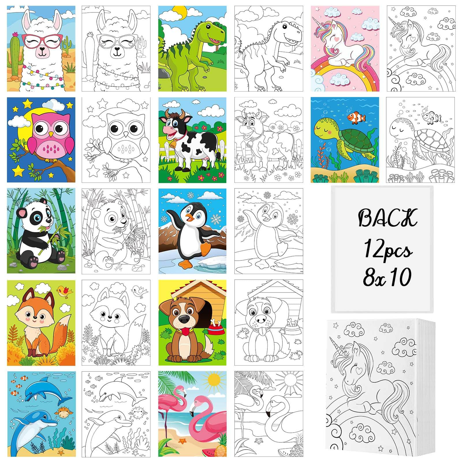 Ctosree 12 Pcs Pre Drawn Canvas for Painting for Boys Girls Pre Printed Cute Bulk Painting Canvas... | Amazon (US)