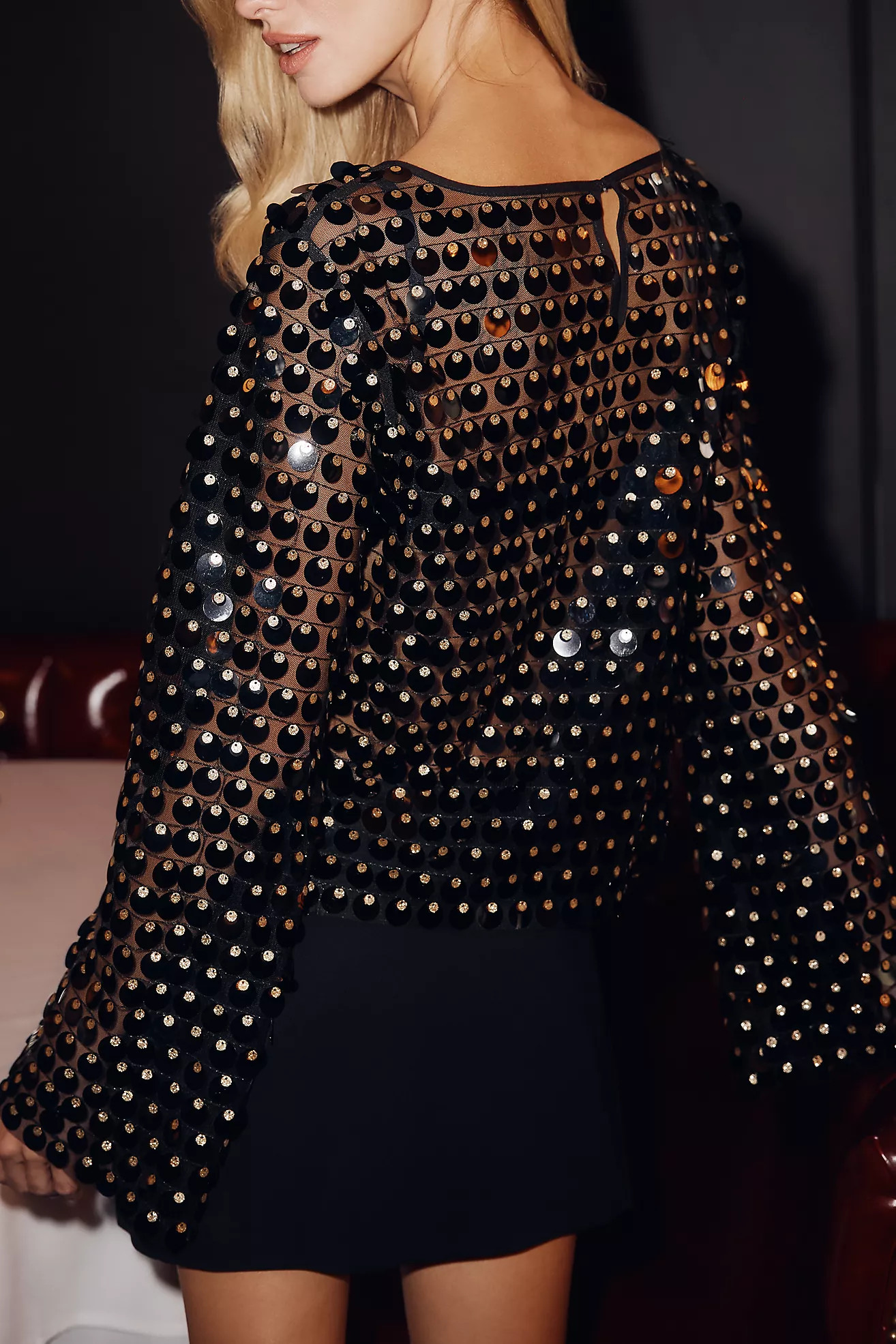 Sunday in Brooklyn Sheer Paillette Long-Sleeve Top | Anthropologie (US)