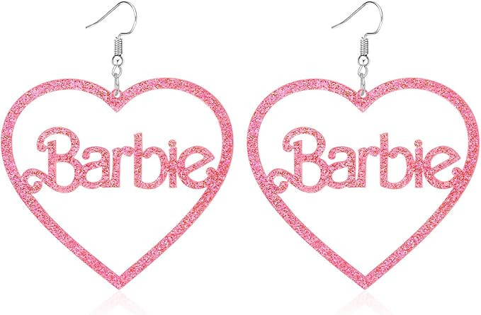Dckazz Heart Earrings for Women Pink Heart Earrings Glitter Heart Shaped Dangle Earrings Love Acr... | Amazon (US)