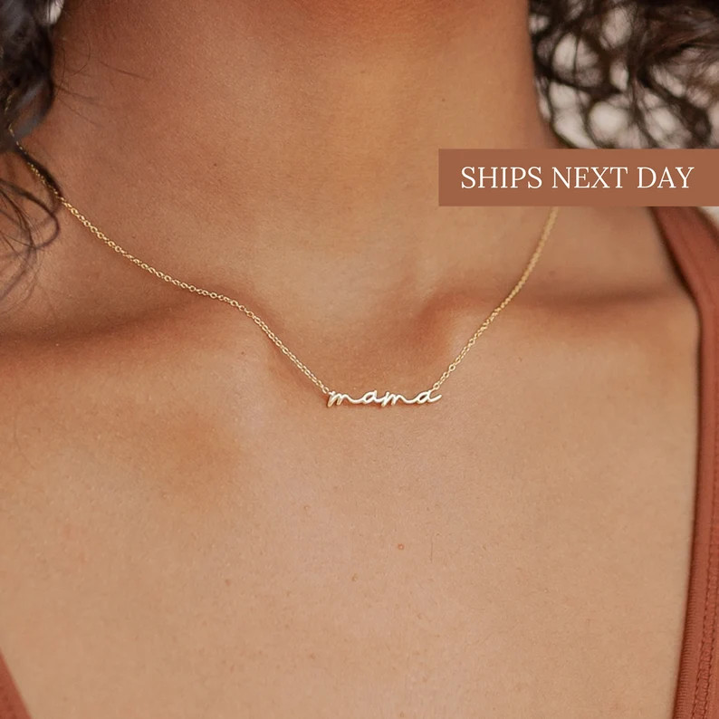 Mom Gift • Tiny Mama Necklace in Gold, Rose Gold & Sterling Silver by CaitlynMinimalist • Mot... | Etsy (US)