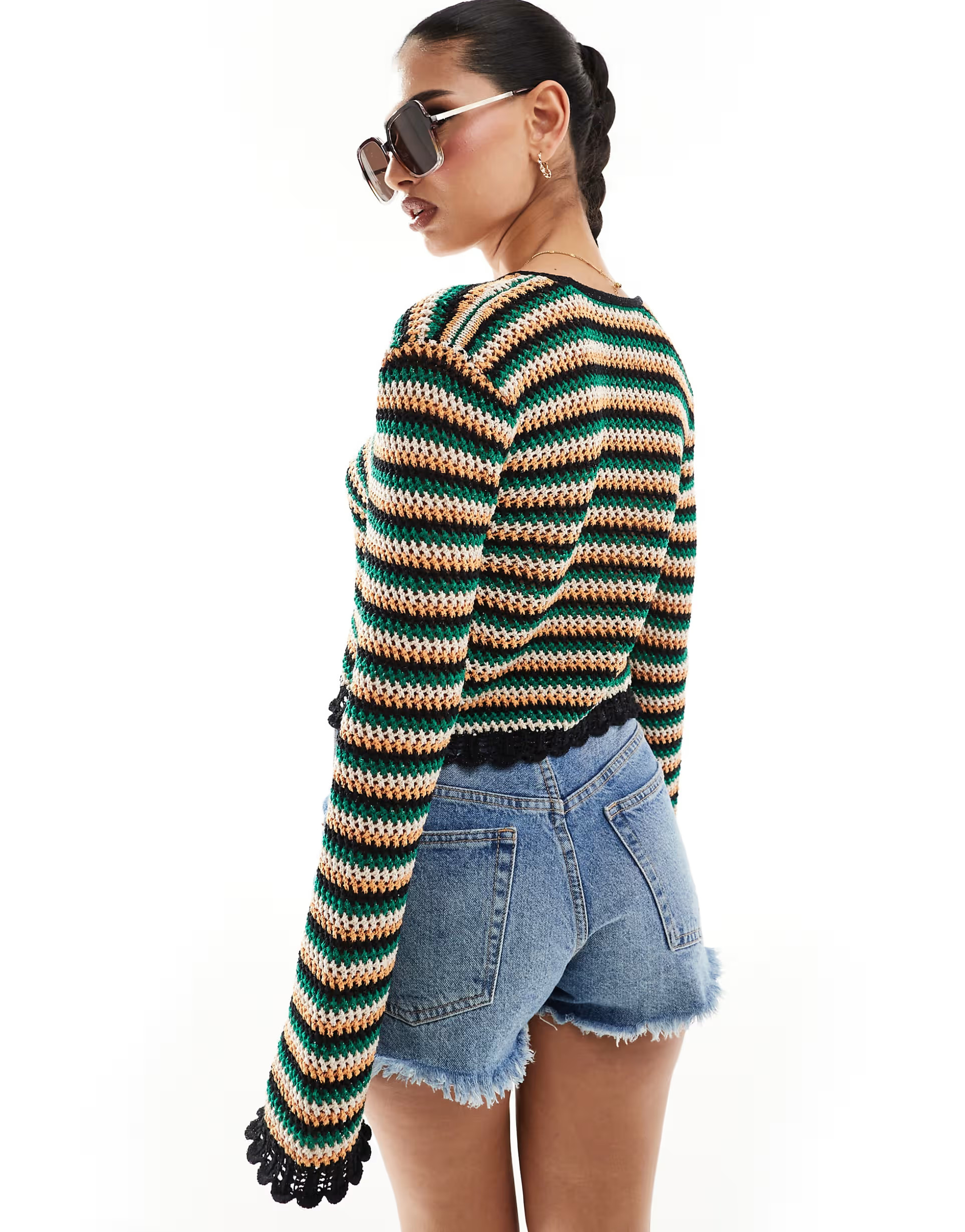 River Island crochet button up cardigan in cream | ASOS (Global)