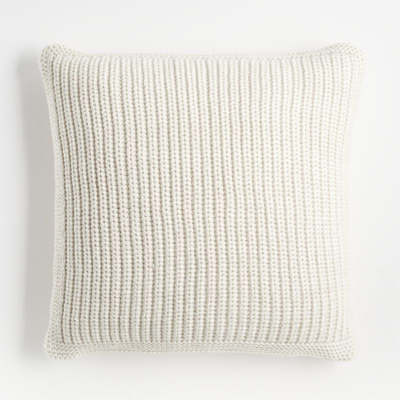Arctic Ivory Wool Blend 23''x23" Fisherman Knit Throw Pillow Cover + Reviews | Crate & Barrel | Crate & Barrel